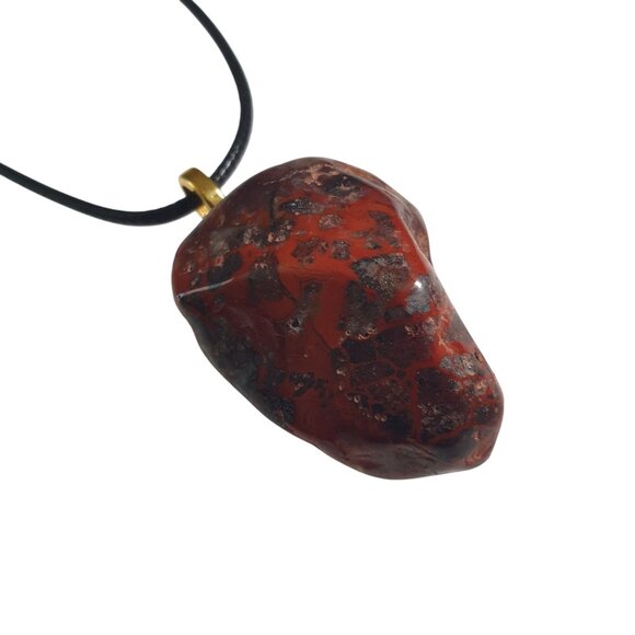 Red Jasper Pendant Necklace Healing Stone Adjustable Black Cord Lobster Clasp - Picture 1 of 5